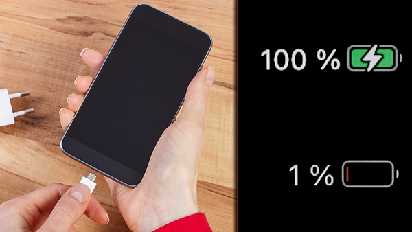 telefoon batterij opladen percentage